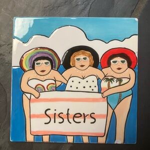 Funseekers Glass “sisters” Tile Approximately 5 3/4 wide x 5 3/4 inches high